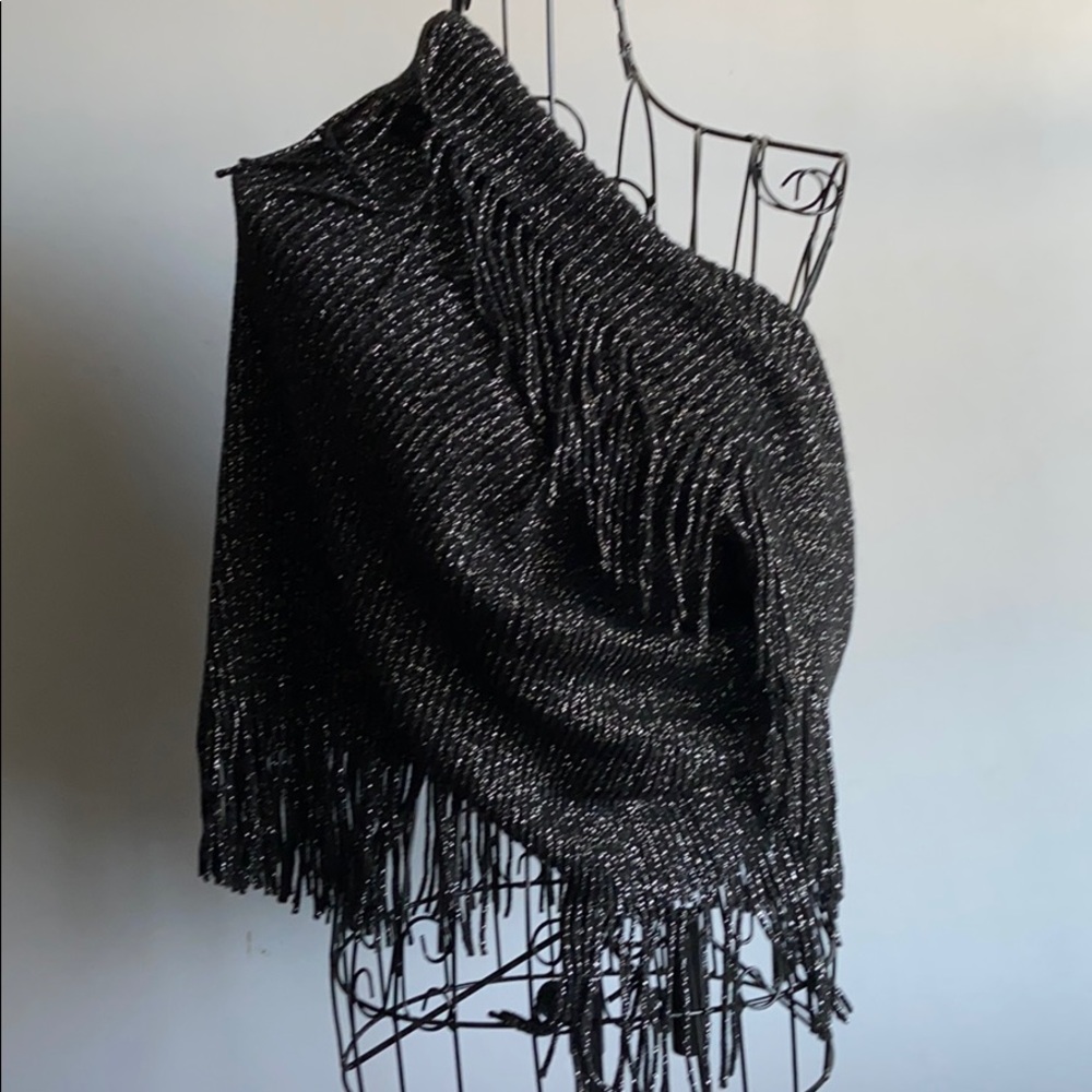 Black and Silver shawl/cape top
